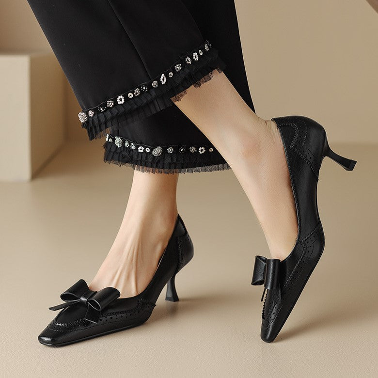 Women's Leather Ribbon Pumps