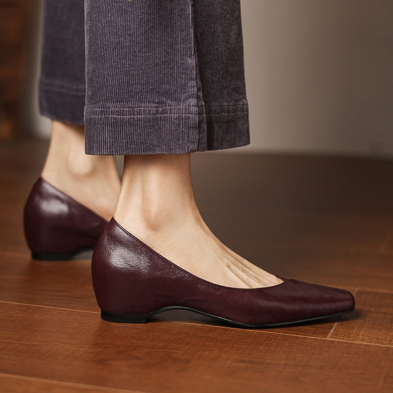 Women's Square-Toe Leather Flat