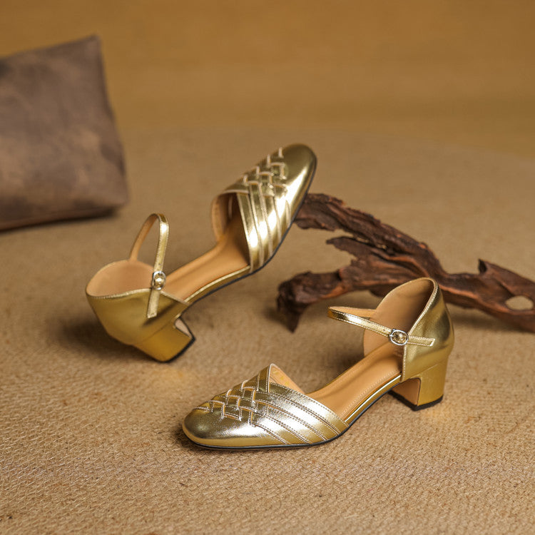 Women's Woven Leather Heels