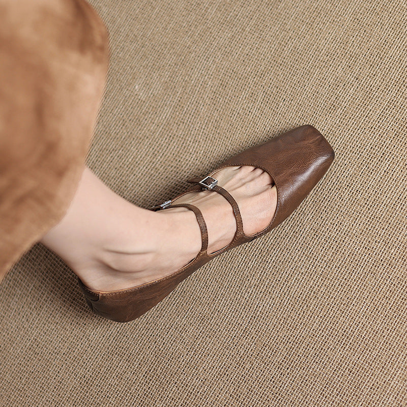 Women's Dual Strap Leather Mary-Janes
