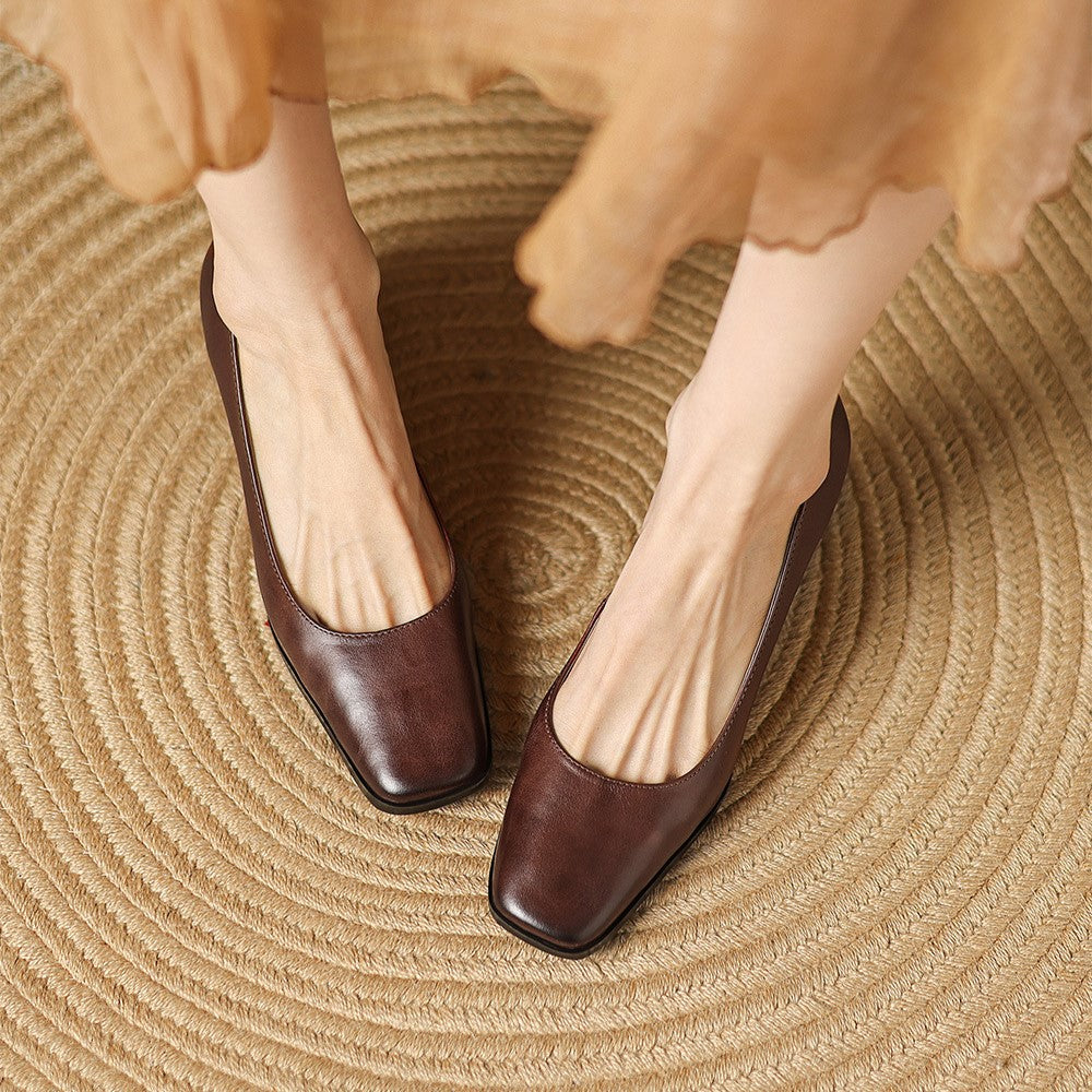 Women's Leather Square Pumps