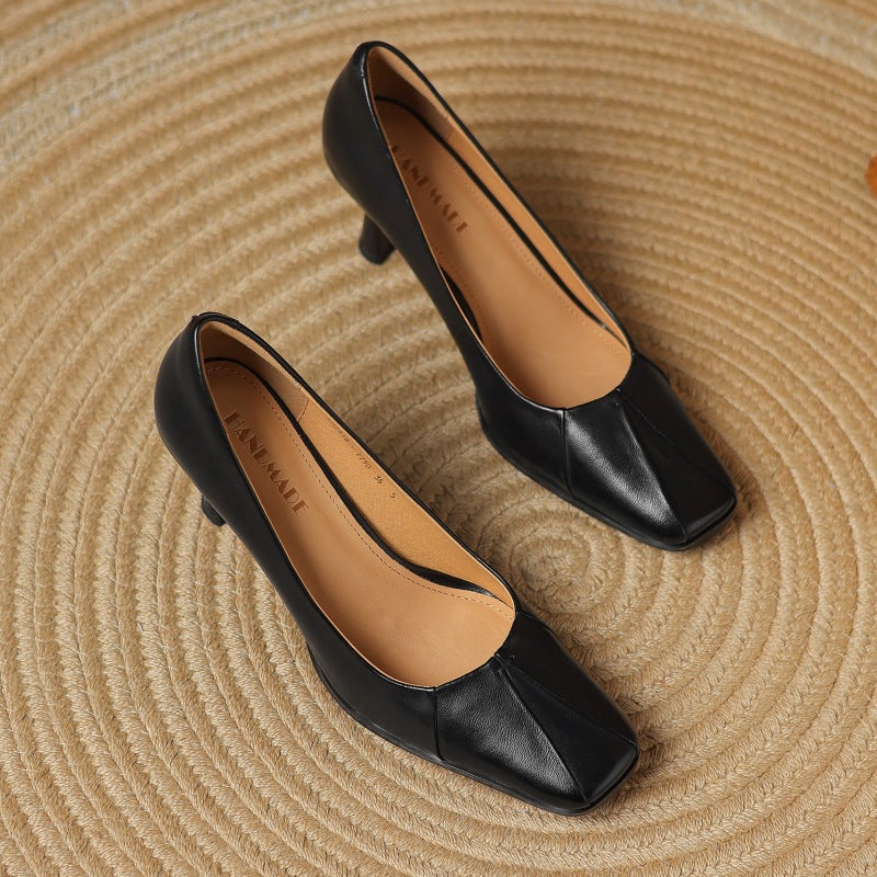 Women's Leather Square-Toe Pumps