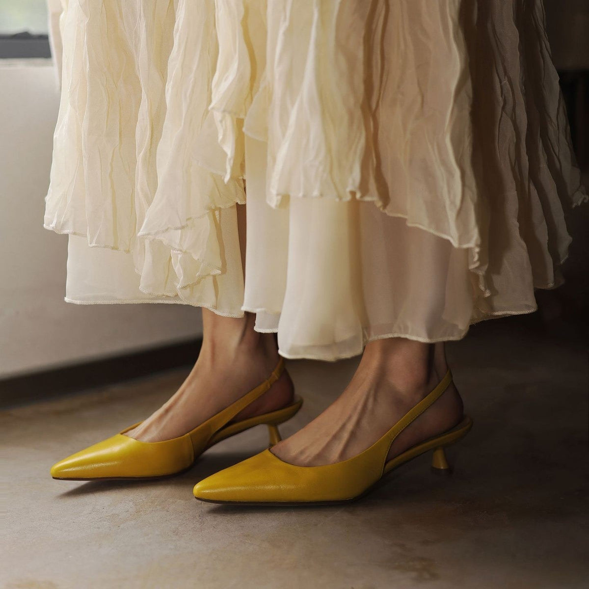 Women's Lambskin Leather Slingback Heels