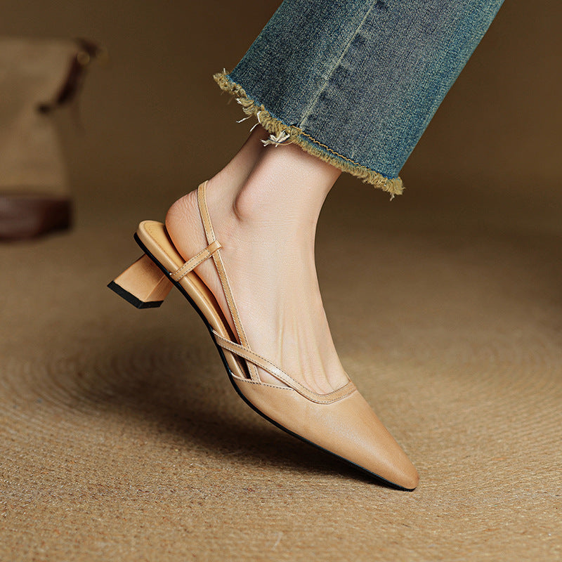 Women's Slingback Leather Heels