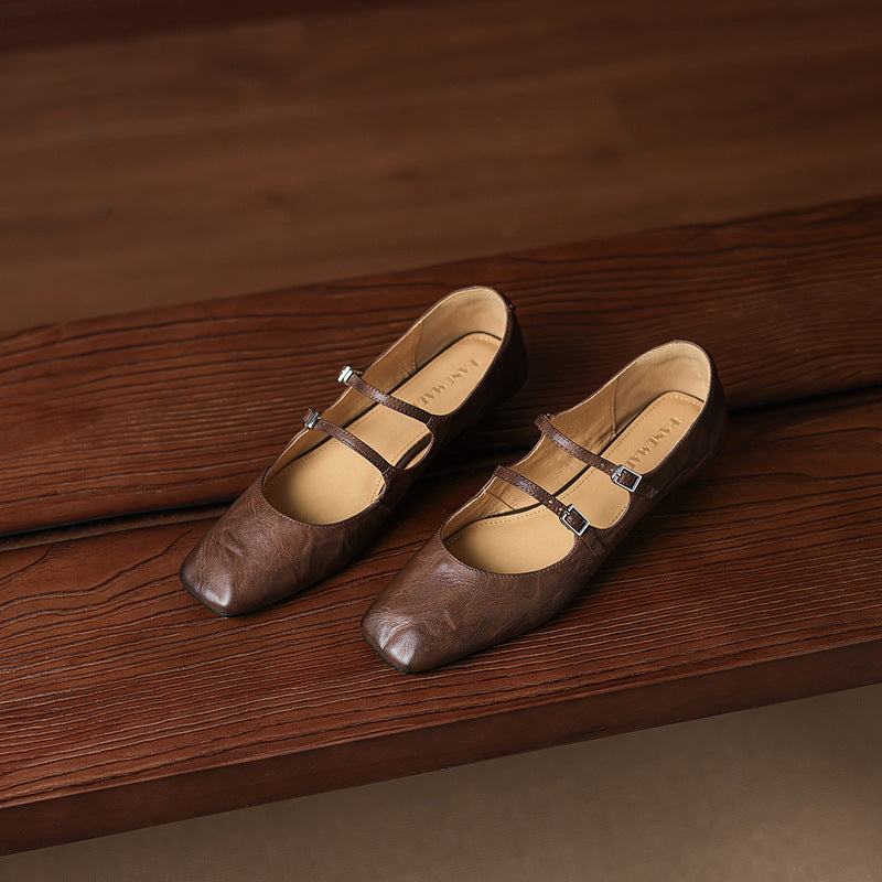 Women's Dual Strap Leather Mary-Janes