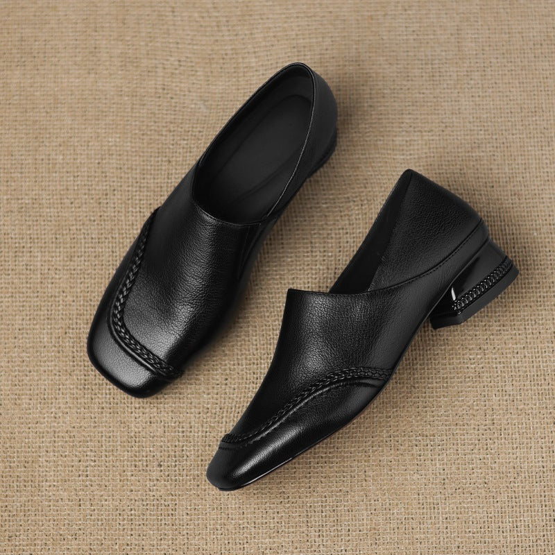 Women's Square-Toe Leather Slip-On
