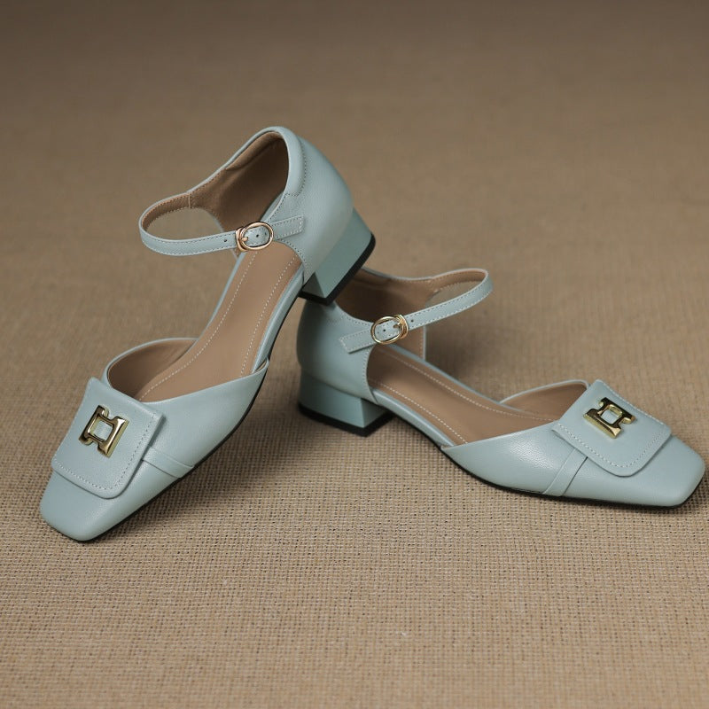 Women's Buckle Leather Mary-Janes