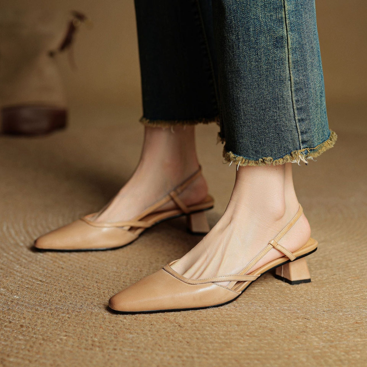 Women's Slingback Leather Heels