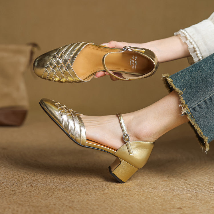 Women's Woven Leather Heels