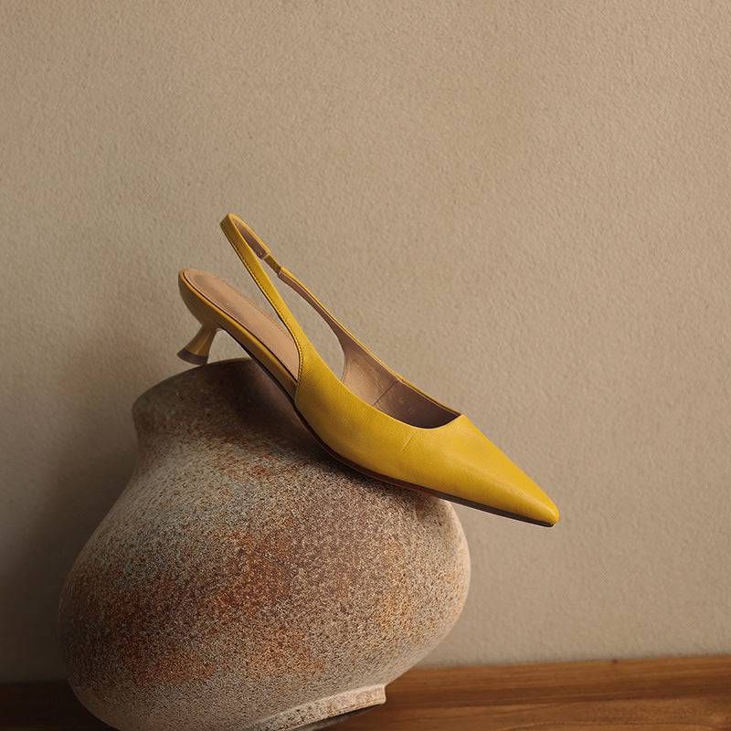 Women's Lambskin Leather Slingback Heels