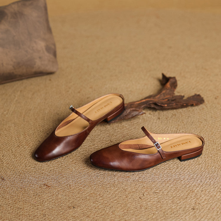 Women's Mary-Jane Leather Mules