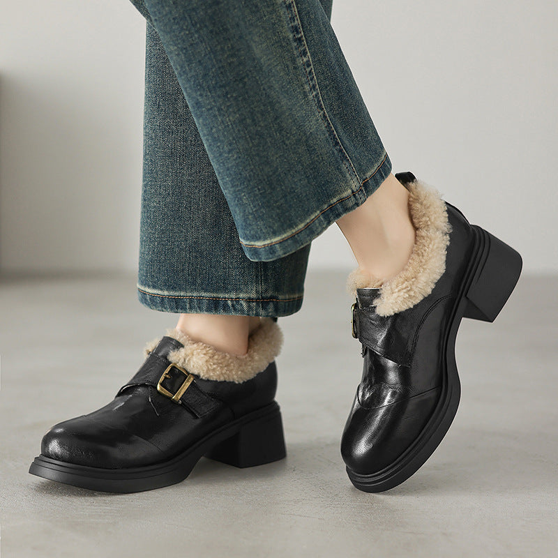Women's Shearling Leather Oxford Heels