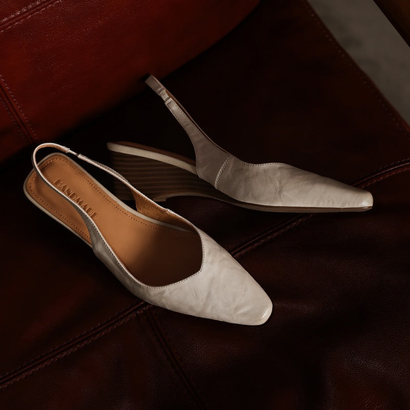 Women's Slingback Leather Heels