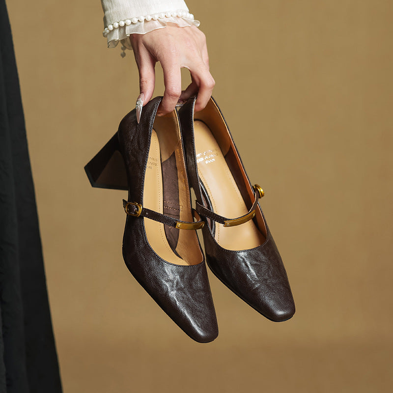 Women's Leather Strap Pumps