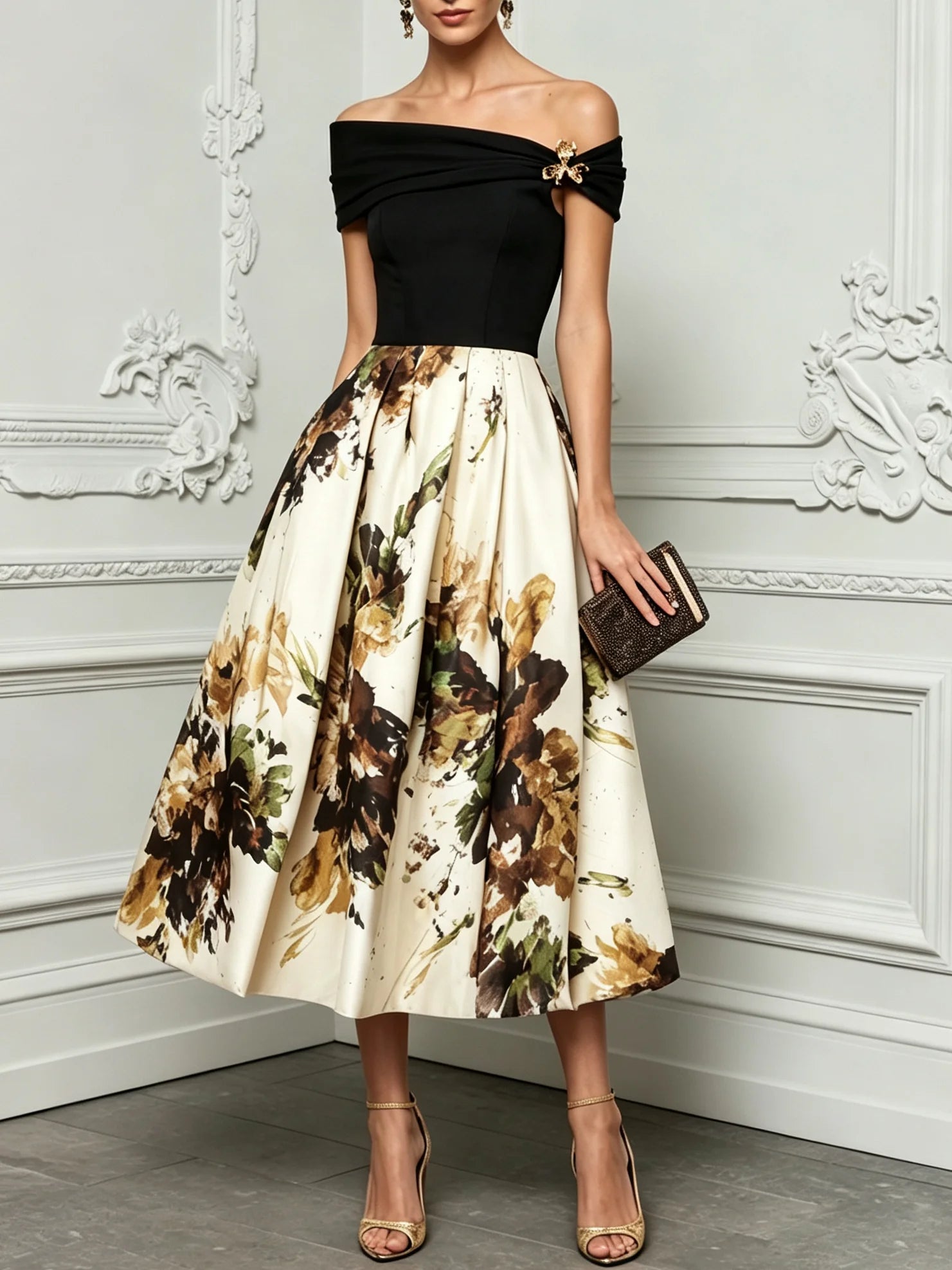 Ondina™ | Off The Shoulder A-Line Midi Dress