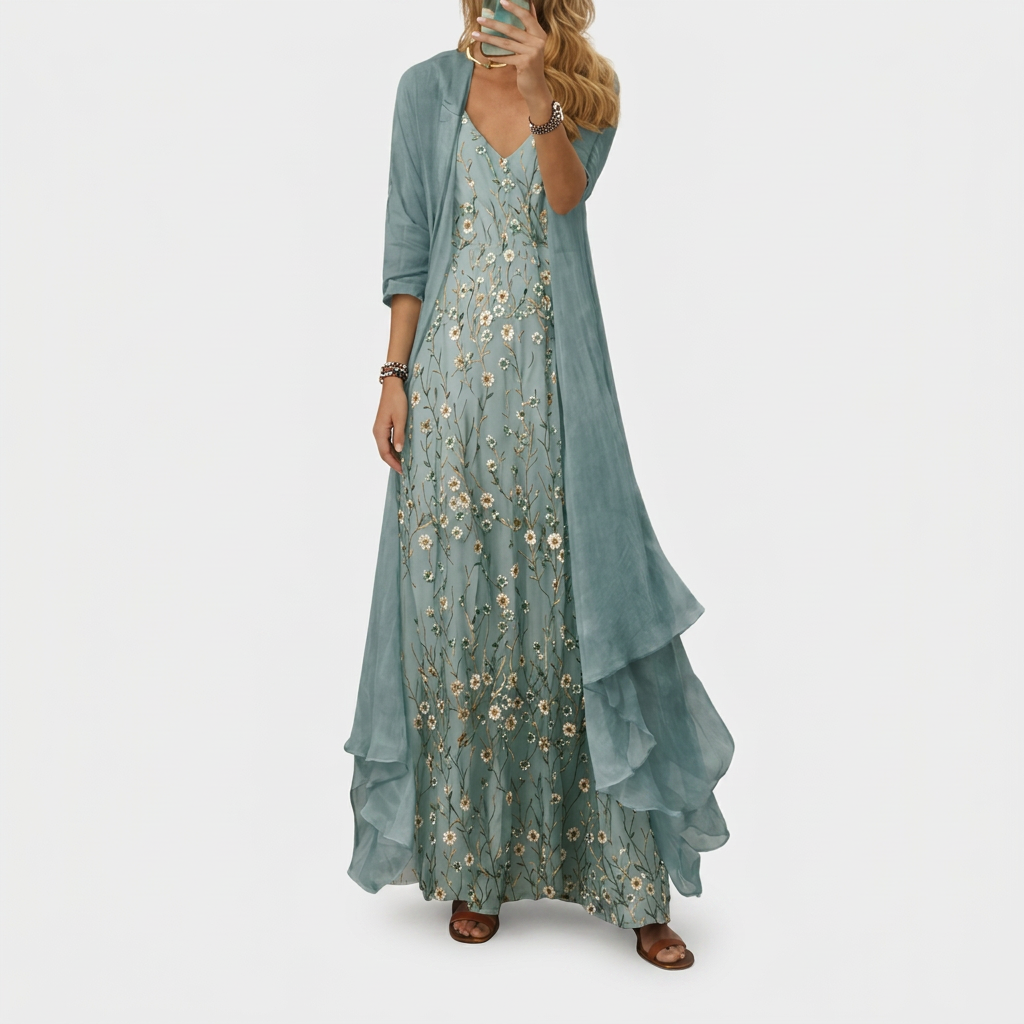 Elegant Maxi Dress Two-Piece Set