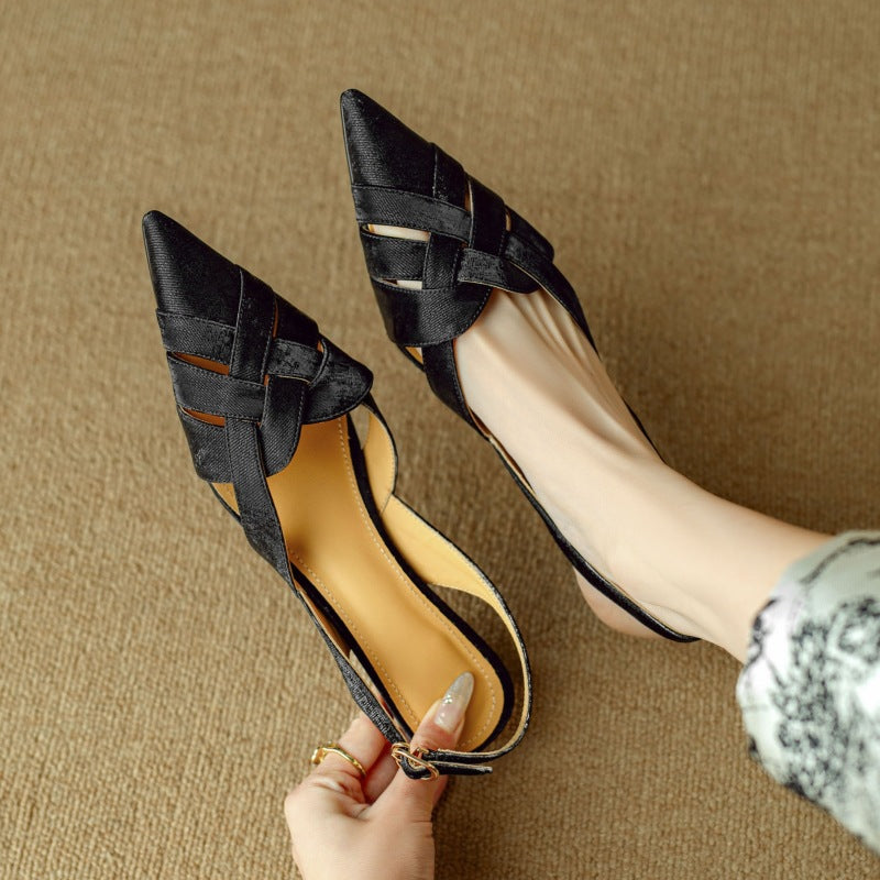 Women's Woven Leather Slingback Heels