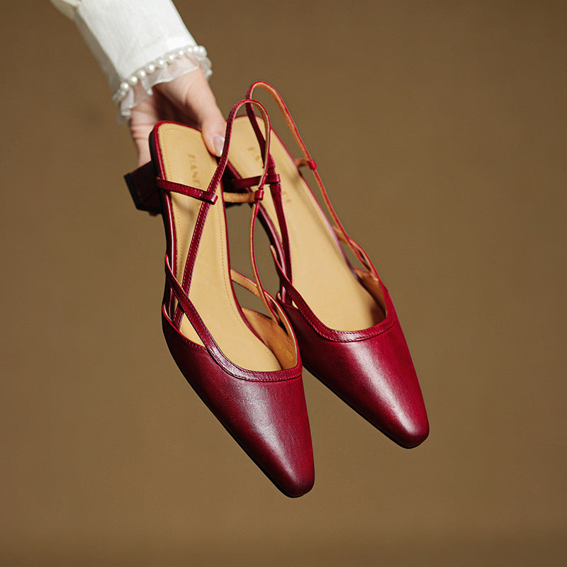 Women's Slingback Leather Heels