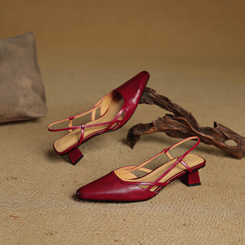 Women's Slingback Leather Heels