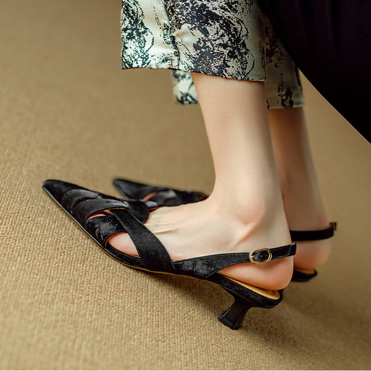 Women's Woven Leather Slingback Heels
