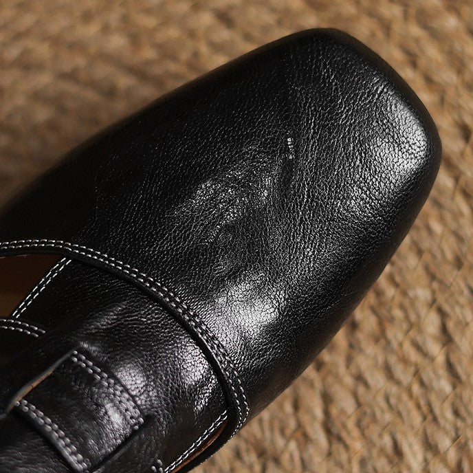 Women's Square-Toe Leather Mules