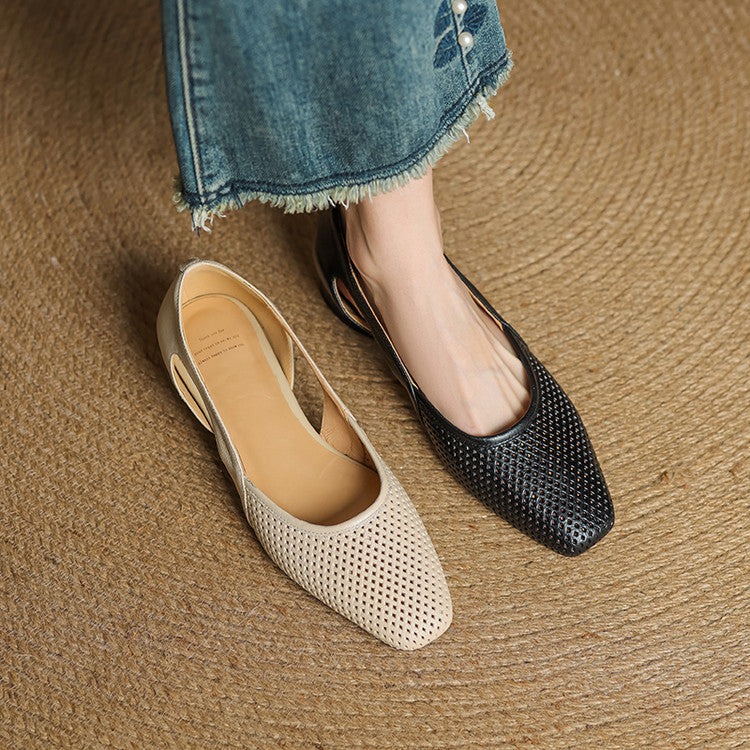 Women's Mesh Leather Heels