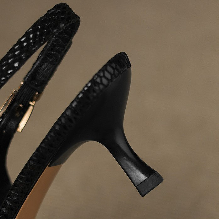 Women's Pointed Leather Slingback Heels