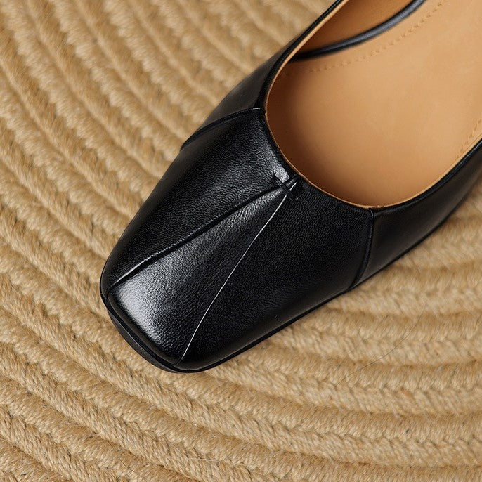 Women's Leather Square-Toe Pumps