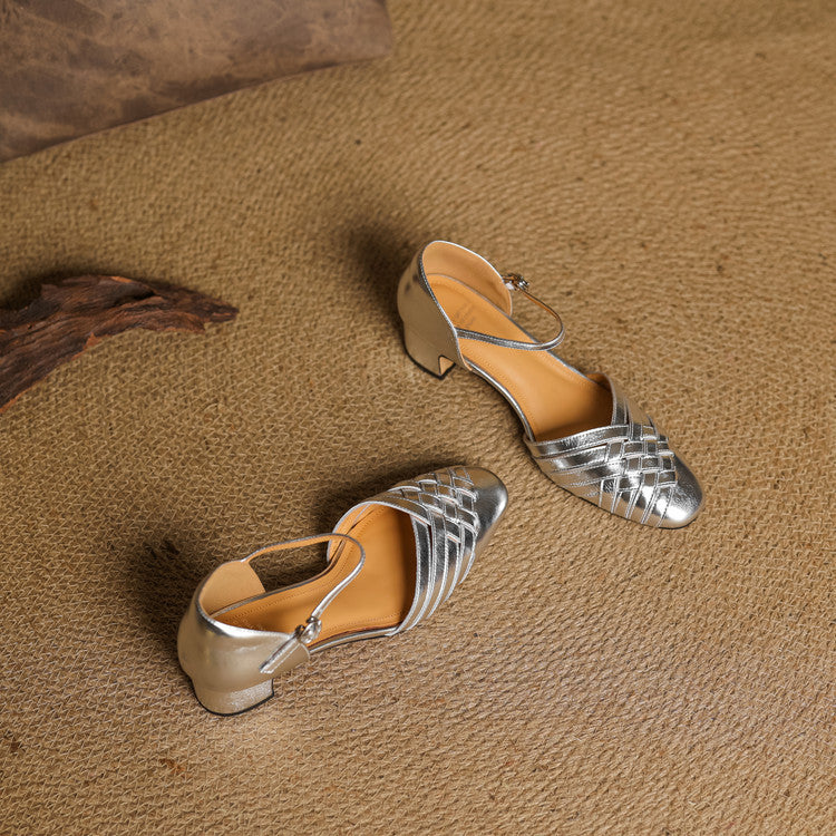 Women's Woven Leather Heels