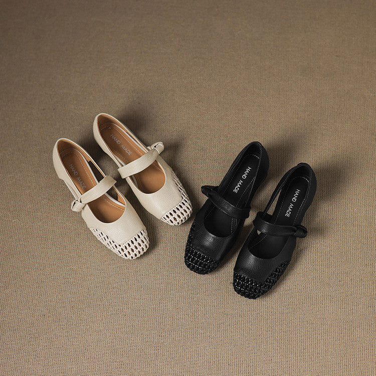 Women's Woven Leather Mary Janes