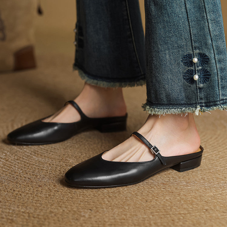 Women's Mary-Jane Leather Mules