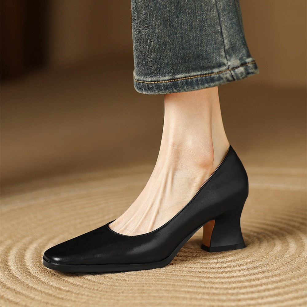 Women's Leather Square Pumps