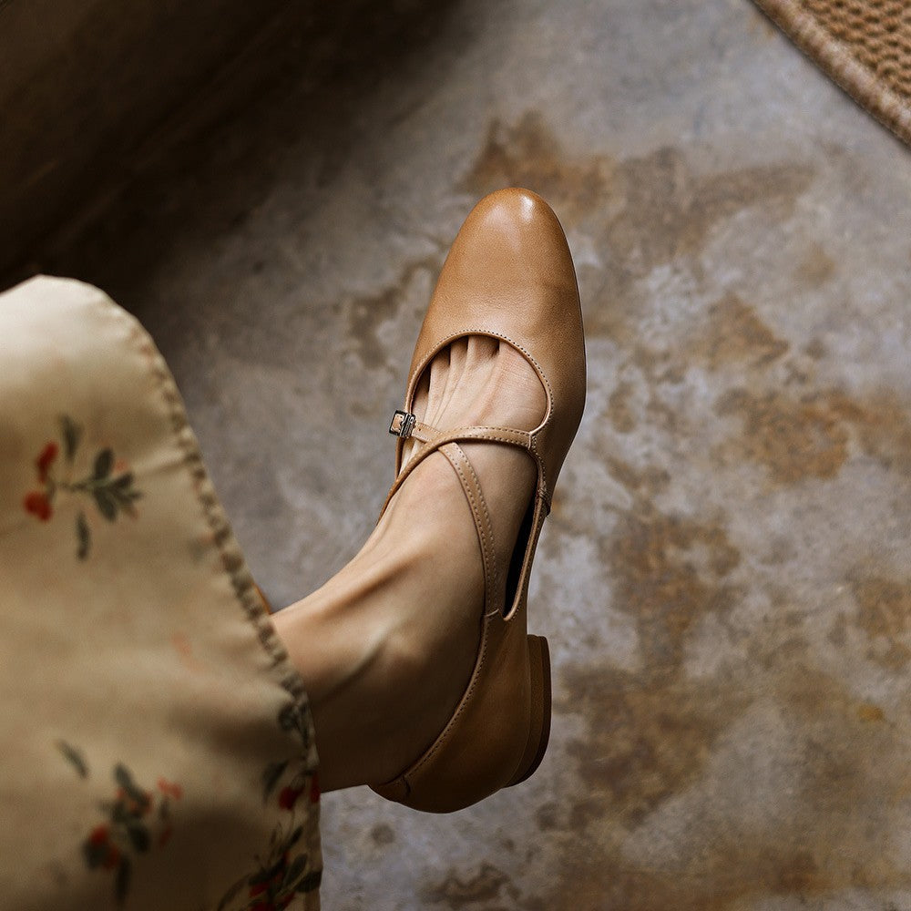 Women's Mary-Jane Leather Flats