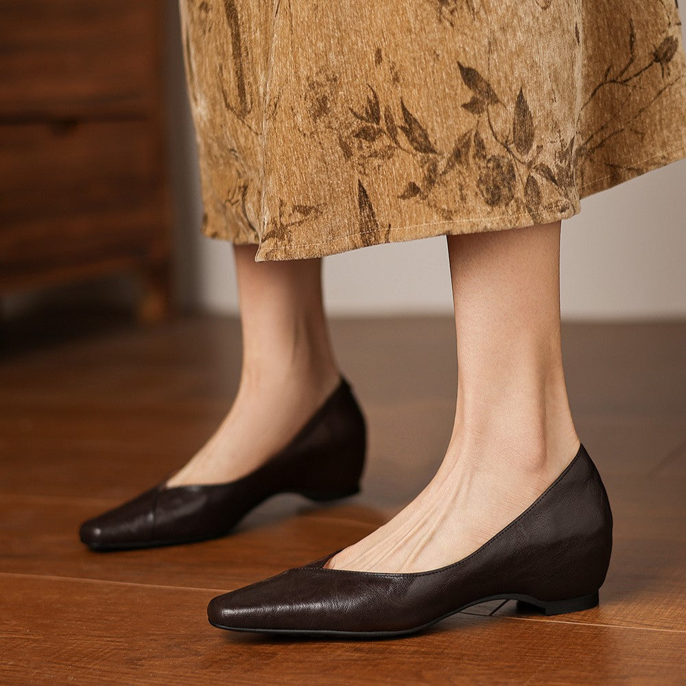 Women's Square-Toe Leather Flat