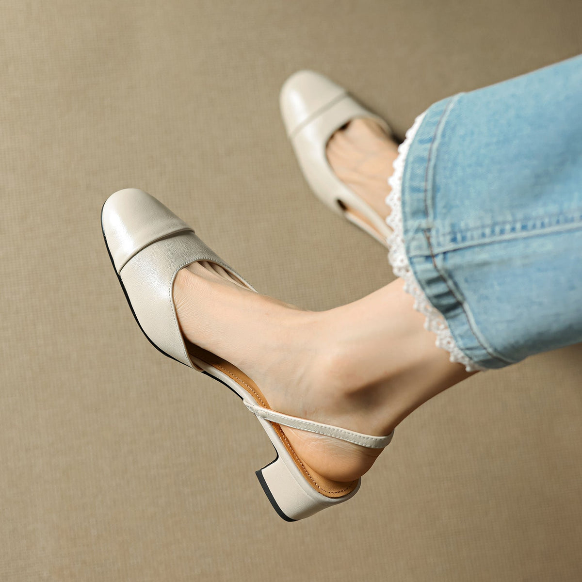 Women's Slingback Leather Heels