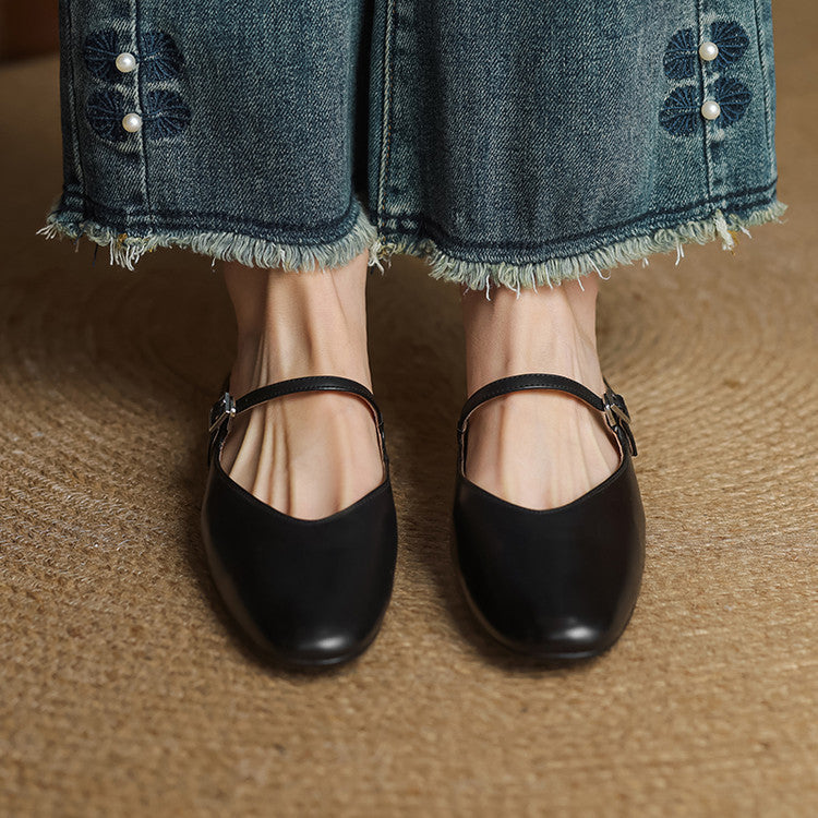 Women's Mary-Jane Leather Mules
