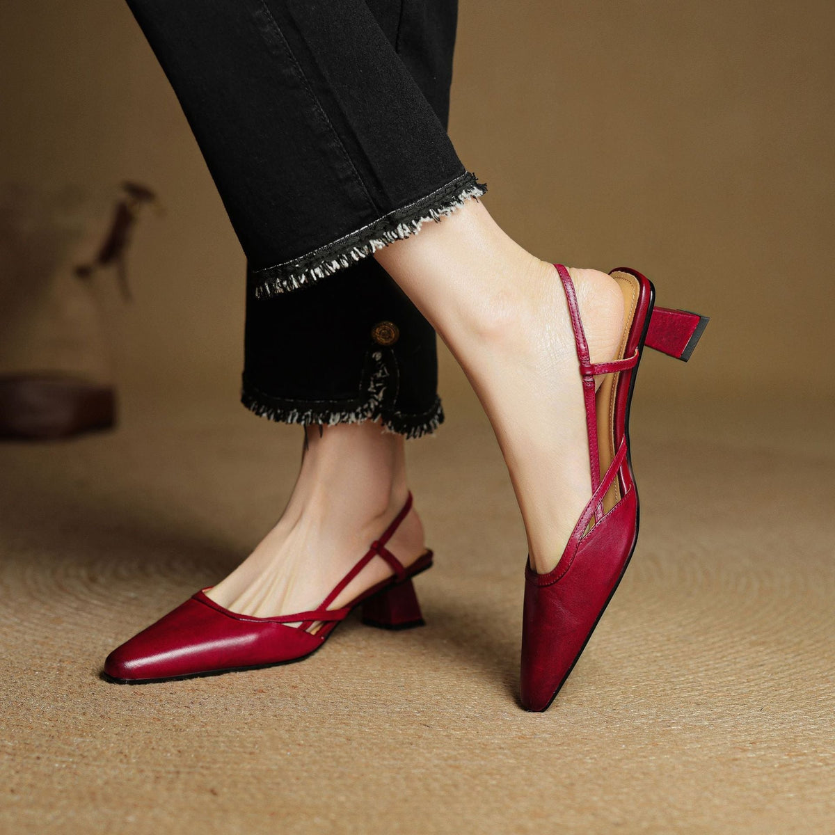 Women's Slingback Leather Heels
