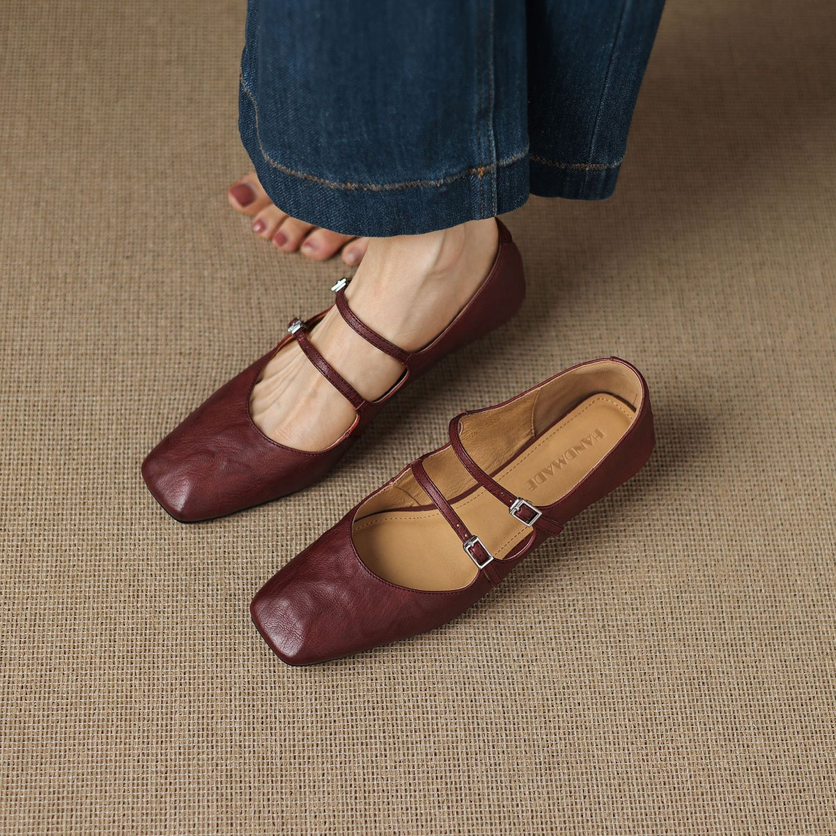 Women's Dual Strap Leather Mary-Janes