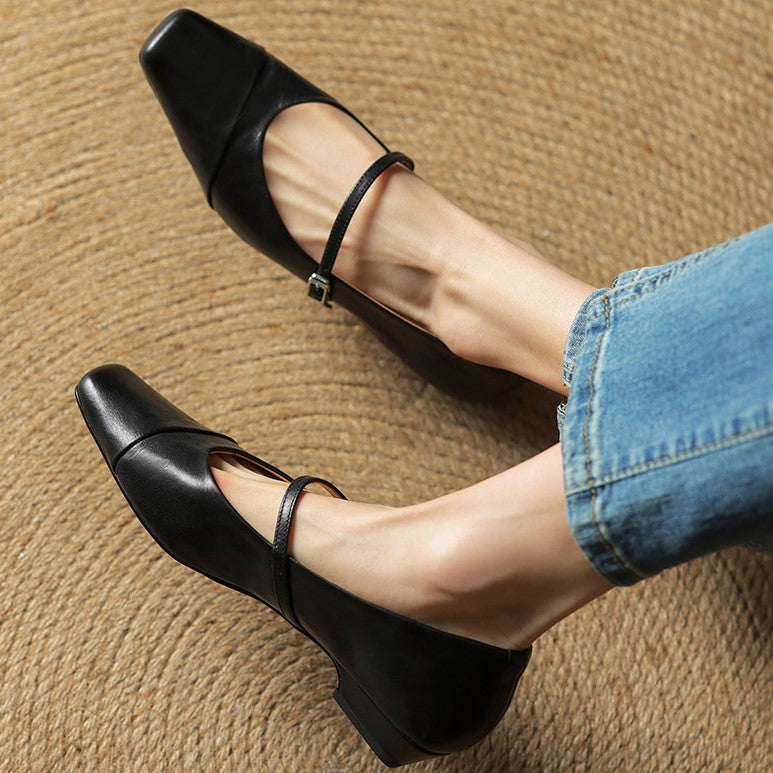 Women's Leather Mary Jane Flats