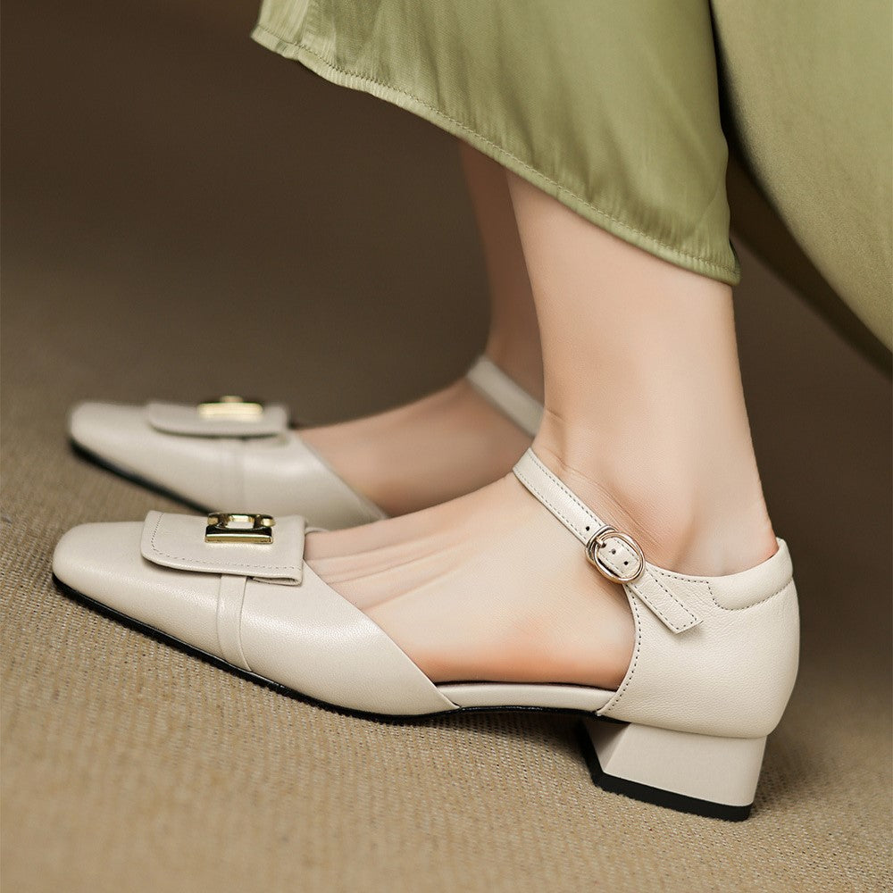 Women's Buckle Leather Mary-Janes