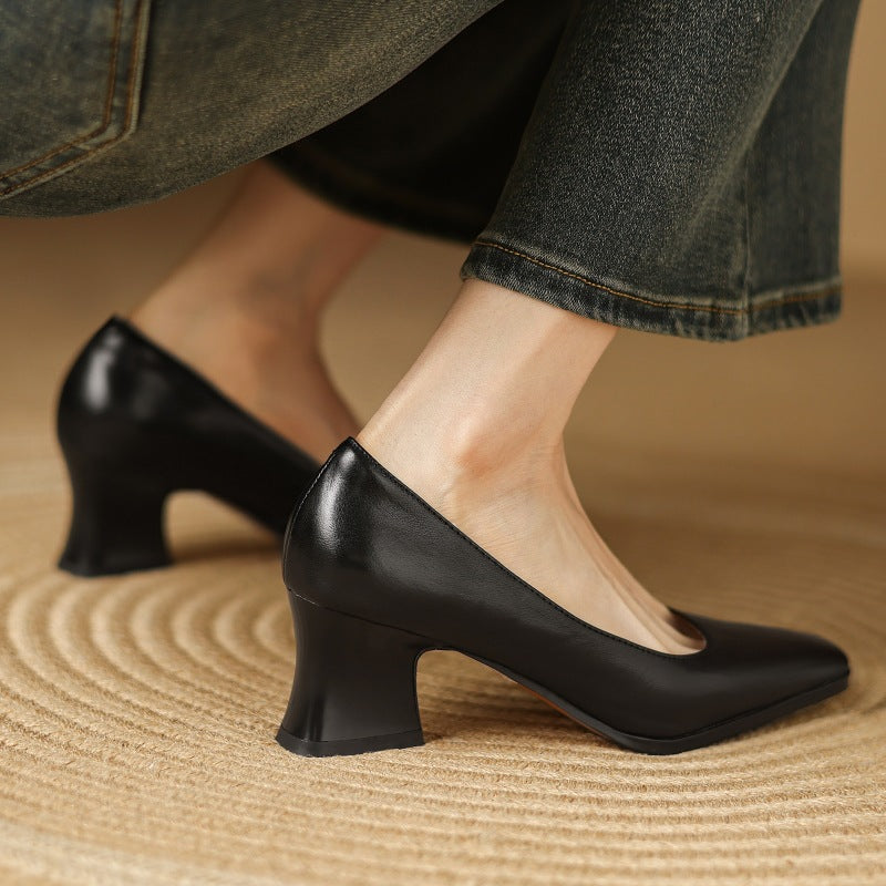Women's Leather Square Pumps