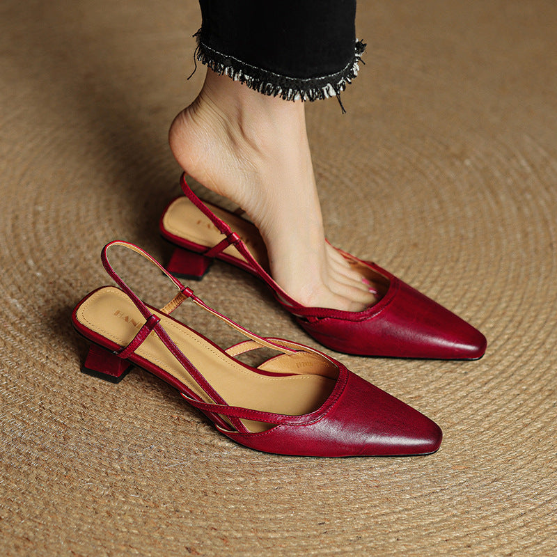 Women's Slingback Leather Heels
