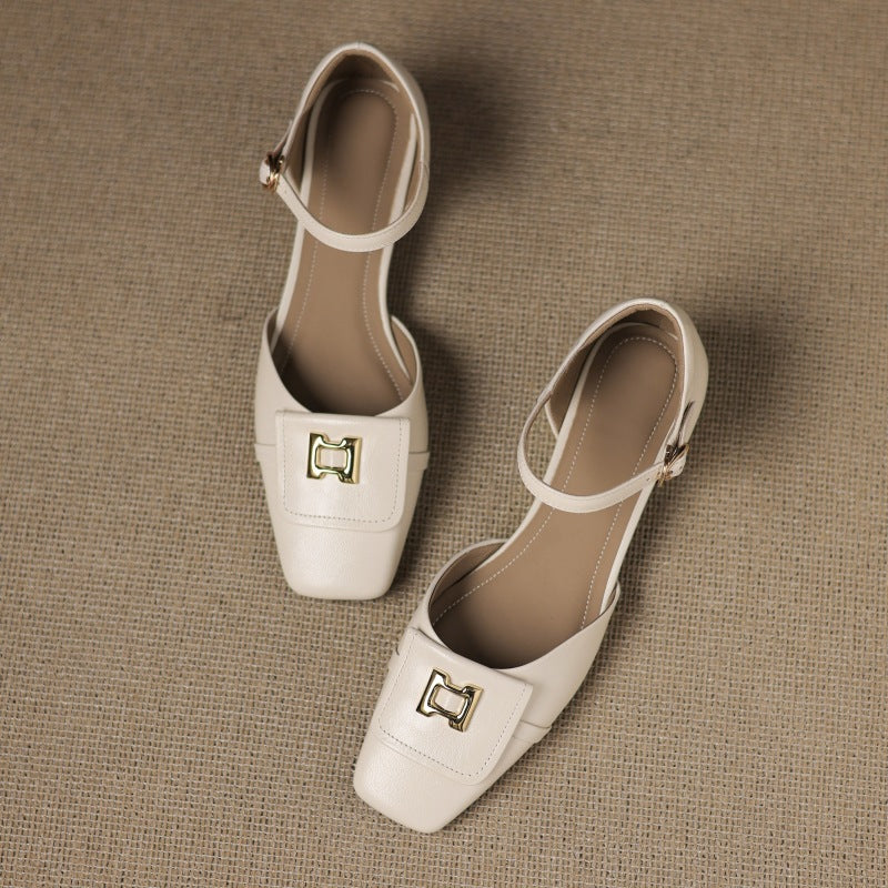 Women's Buckle Leather Mary-Janes