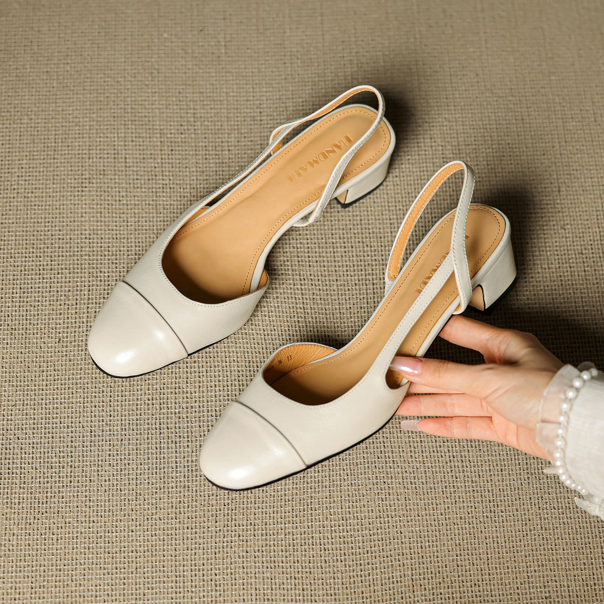 Women's Slingback Leather Heels