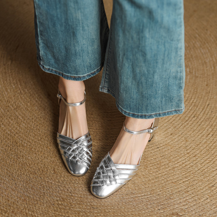 Women's Woven Leather Heels