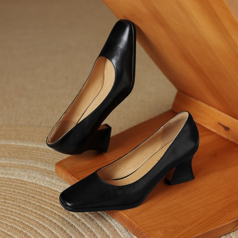 Women's Leather Square Pumps
