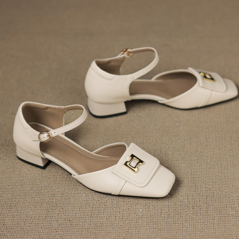 Women's Buckle Leather Mary-Janes