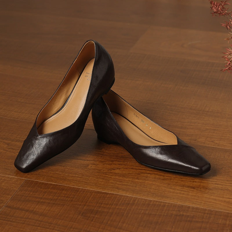 Women's Square-Toe Leather Flat