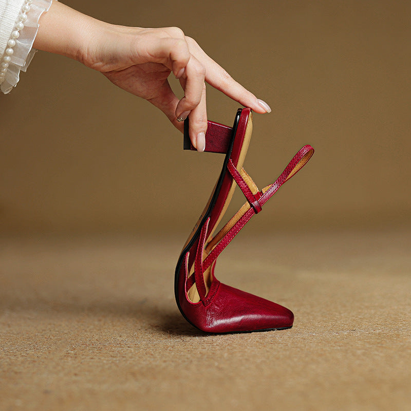 Women's Slingback Leather Heels
