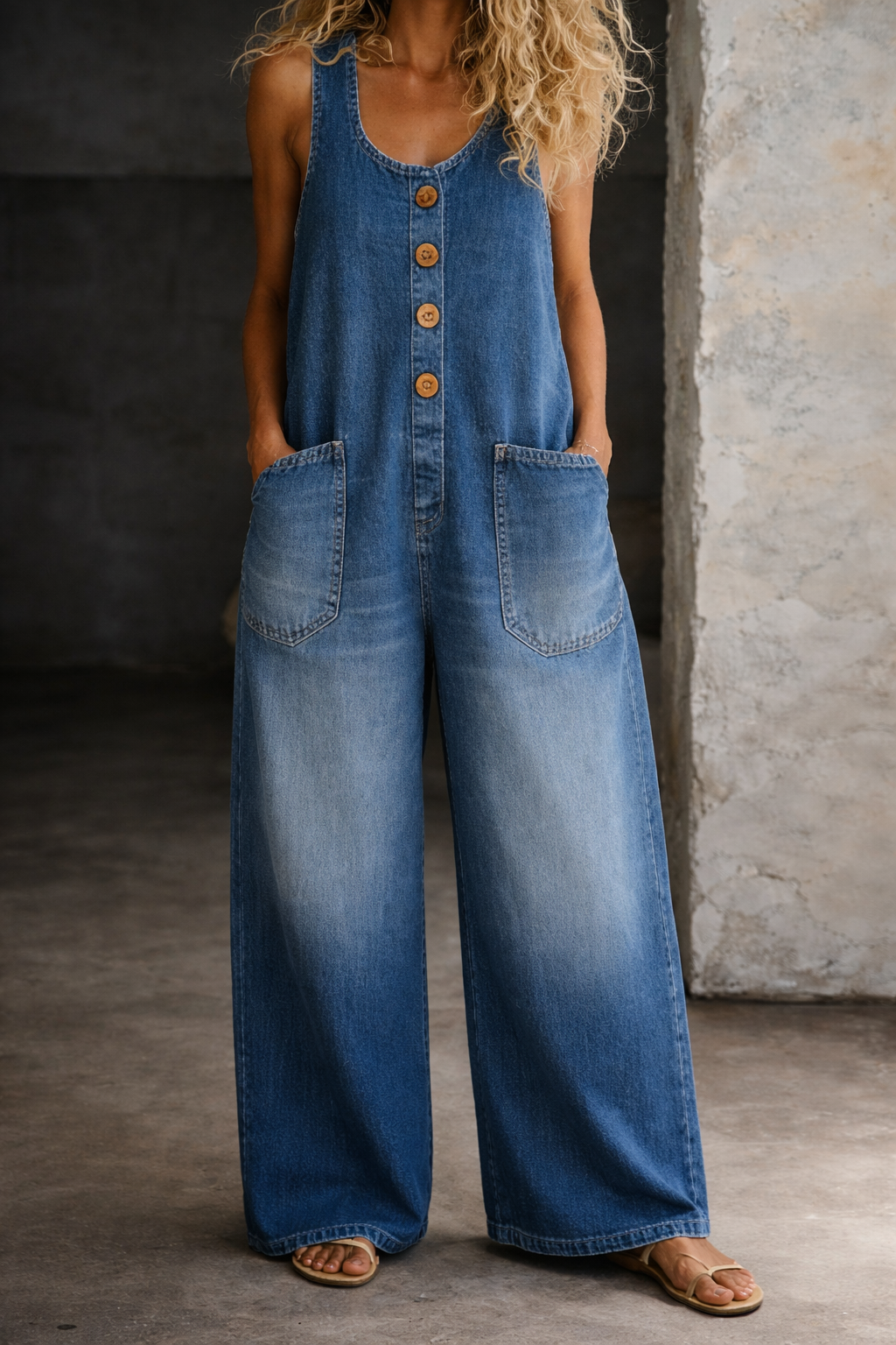 Dessa™ | Vintage Washed Wide-Leg Overalls